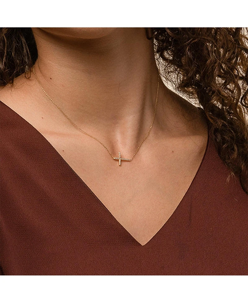 Sterling Silver 18k Gold Plated Horizontal Cross Necklace, Summer