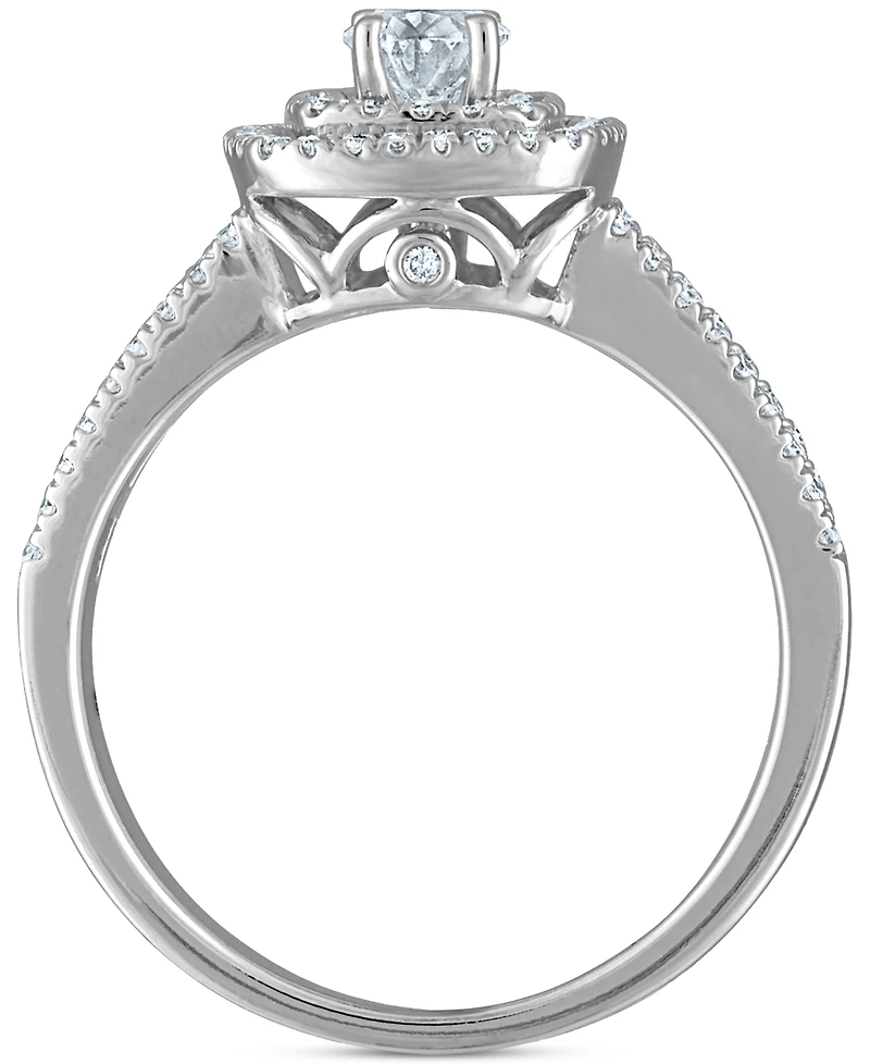 Diamond Oval Double Halo Engagement Ring (1 ct. t.w.) in 14k White Gold