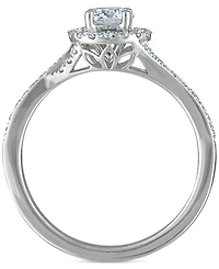 Diamond Halo Swirl Engagement Ring (3/4 ct. t.w.) in 14k White Gold