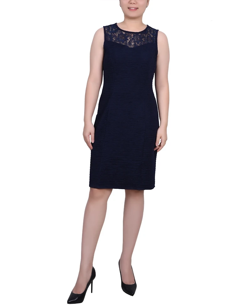Ny Collection Women's Novelty Knit and Lace Dress, 2 Piece Set