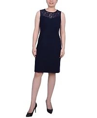 Ny Collection Women's Novelty Knit and Lace Dress, 2 Piece Set