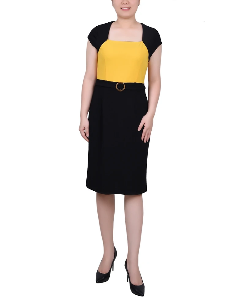 Ny Collection Women's 3/4 Sleeve Colorblocked Dress, 2 Piece Set