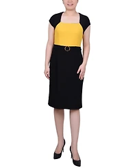 Ny Collection Women's 3/4 Sleeve Colorblocked Dress, 2 Piece Set