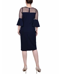 Ny Collection Women's Illusion Neck Scuba Dress