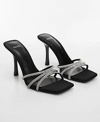 Mango Women's Rhinestone Straps Heeled Sandals