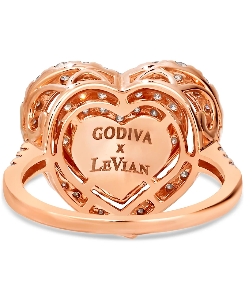 Le Vian Godiva x Le Vian Chocolate Diamond & Nude Diamond Heart Halo Cluster Ring (1-1/4 ct. t.w.) in 14k Rose Gold