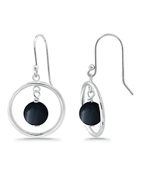 Macy's Silver Plated Multi Genuine Stone Circle Drop Earrings