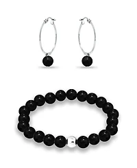 Macy's Silver Plated Multi Genuine Stone Bracelet and Earring, 2 Piece Set