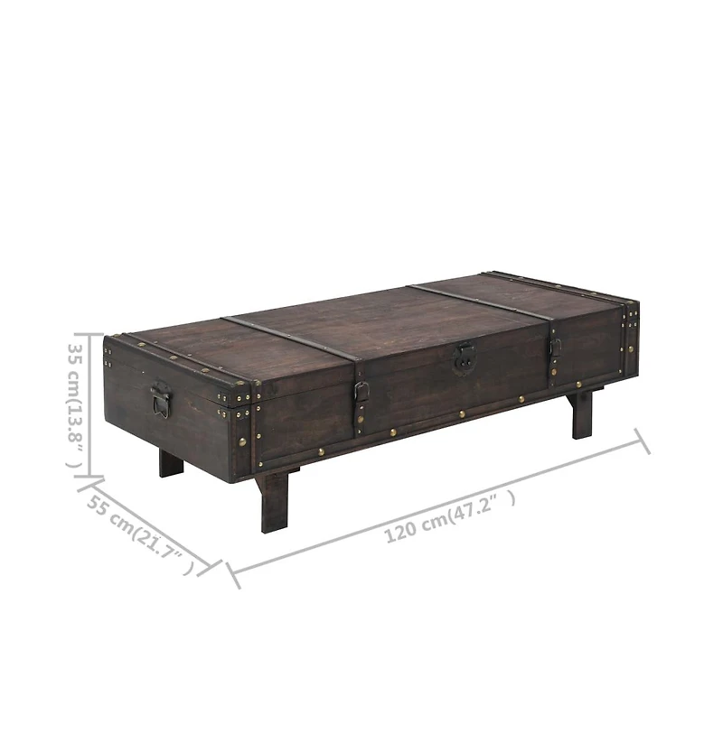 Coffee Table Solid Wood Vintage like Style 47.2"x21.7"x13.8"