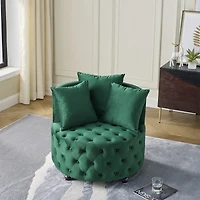 Streamdale Green velvet swivel chair with 3 pillows & wheels
