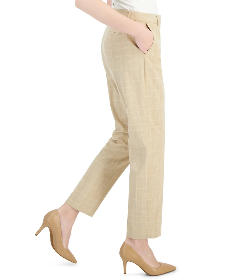 Tahari Asl Women's Plaid Straight Mid-Rise Pants