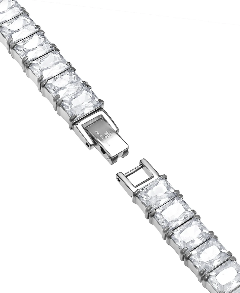 Blackjack Men's Cubic Zirconia Baguette Tennis Bracelet in Stainless Steel