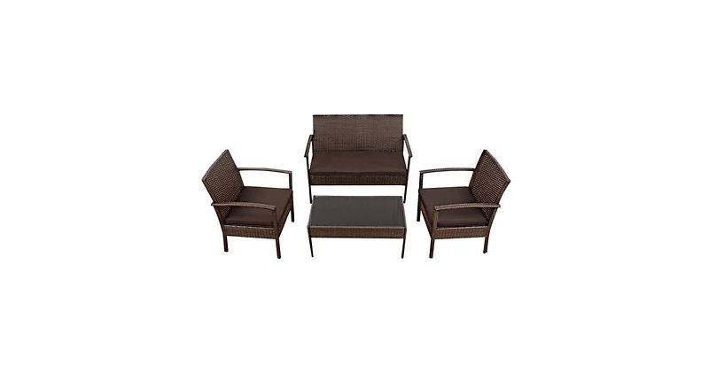 4 pcs Modern Outdoor Patio Rattan Wicker Furniture Set