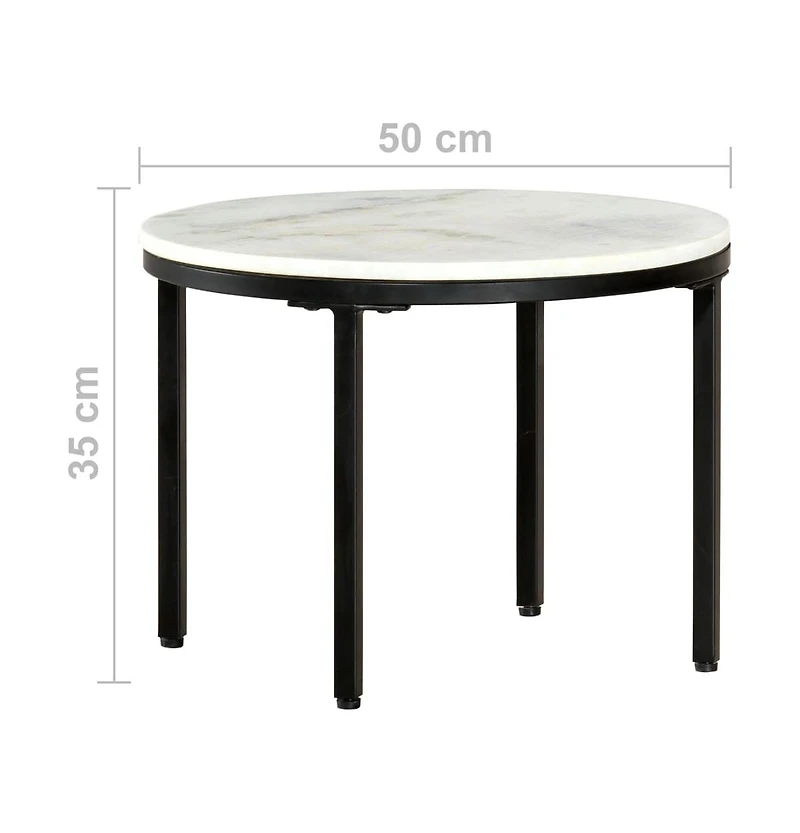 Coffee Table White and Black ˜19.7" Real Solid Marble