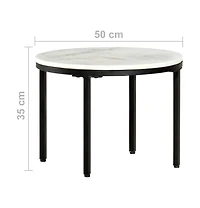 Coffee Table White and Black ˜19.7" Real Solid Marble