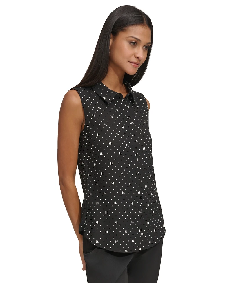 Karl Lagerfeld Paris Women's Logo Sleeveless Shirt