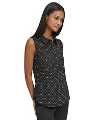 Karl Lagerfeld Paris Women's Logo Sleeveless Shirt
