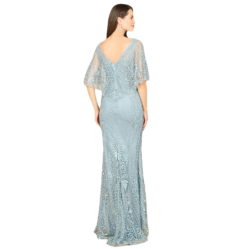 Women's Cape Sleeve Mermaid Gown