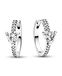 Pandora Sterling Silver with Clear Cubic Zirconia Heart Hoop Earrings