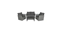 Slickblue 4 Pieces Patio Rattan Furniture Set Sofa Table with Storage Shelf Cushion
