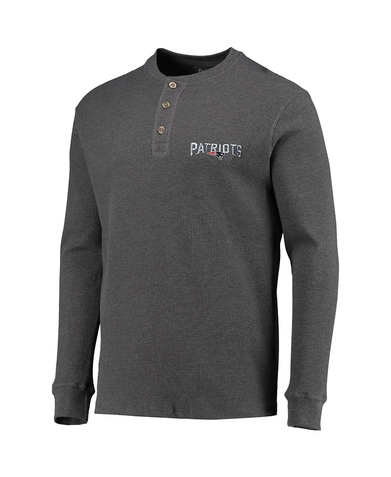Men's Dunbrooke Heathered Gray New England Patriots Logo Maverick Thermal Henley Long Sleeve T-shirt