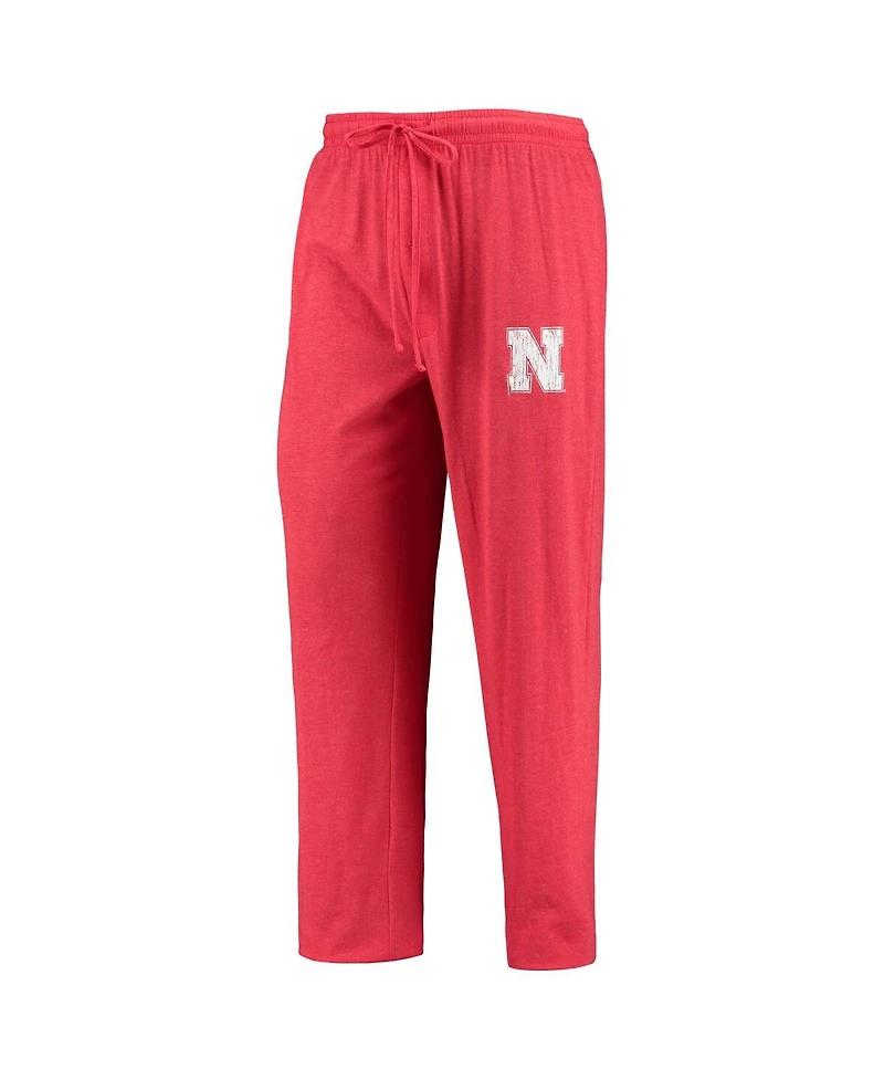 Men's Concepts Sport Scarlet, Heathered Charcoal Distressed Nebraska Huskers Meter Long Sleeve T-shirt and Pants Sleep Set