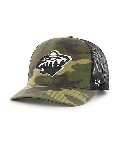 Men's '47 Brand Camo, Black Minnesota Wild Trucker Snapback Hat