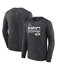 Men's Fanatics Heathered Charcoal Los Angeles Rams 2021 Nfc Champions Locker Room Trophy Collection Long Sleeve T-shirt