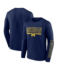 Men's Profile Navy Michigan Wolverines Big and Tall Two-Hit Graphic Long Sleeve T-shirt