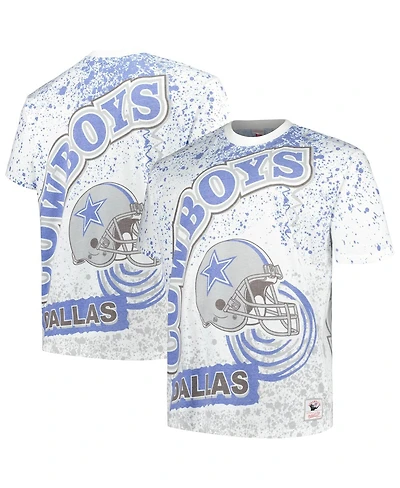 Men's Mitchell & Ness White Dallas Cowboys Big and Tall Allover Print T-shirt