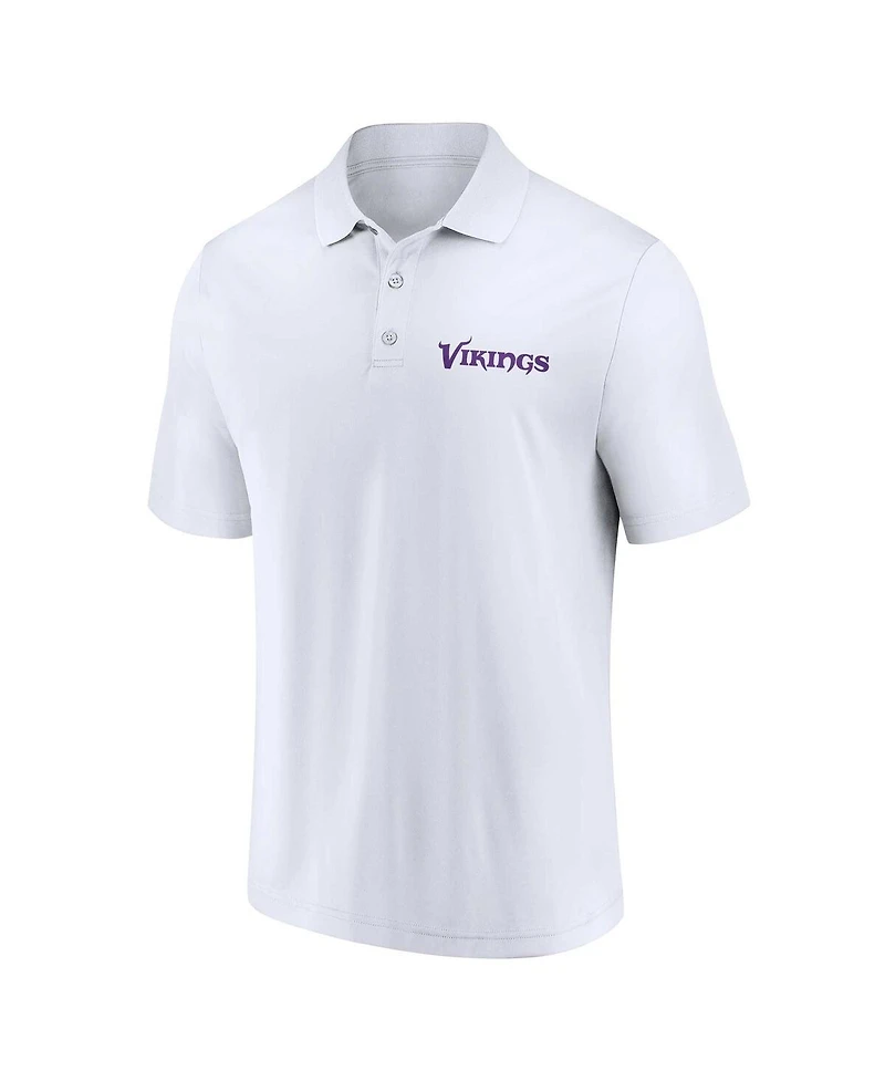 Men's Fanatics White, Purple Minnesota Vikings Lockup Two-Pack Polo Shirt Set