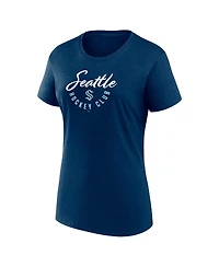 Women's Fanatics Deep Sea Blue Seattle Kraken Long and Short Sleeve Two-Pack T-shirt Set