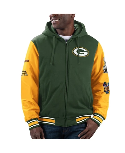Men's G-iii Sports by Carl Banks Green, Gold Green Bay Packers Player Option Full-Zip Hoodie Jacket