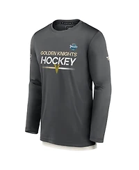 Men's Fanatics Charcoal Vegas Golden Knights 2024 Nhl Winter Classic Authentic Pro Tech Long Sleeve T-shirt