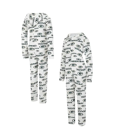 Women's Concepts Sport Cream Green Bay Packers Docket Hoodie Full-Zip Union Suit