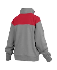 Women's Pressbox Gray Georgia Bulldogs Avon Fleece Quarter-Zip Jacket