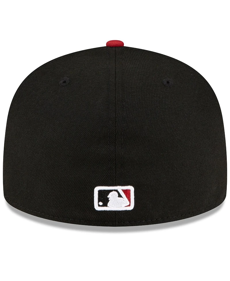 Men's New Era Black, Red Arizona Diamondbacks Road Authentic Collection On-Field 59FIFTY Fitted Hat
