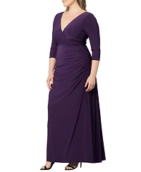 Kiyonna Plus Size Gala Glam V Neck Evening Gown