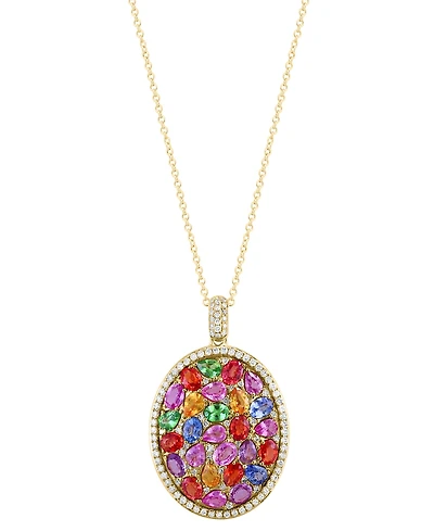 Effy Multi-Gemstone (5-7/8 ct. t.w.) & Diamond (1/2 ct. t.w.) 18" Pendant Necklace in 14k Gold