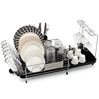 Stainless Steel Expandable Dish Rack with Drain board and Swivel Spout