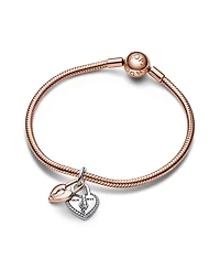 Pandora Sterling Silver and 14K Rose Gold Padlock Heart Charm
