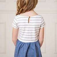 Hope & Henry Girls' Short Sleeve Lightweight Knit Skater Dress, Kids
