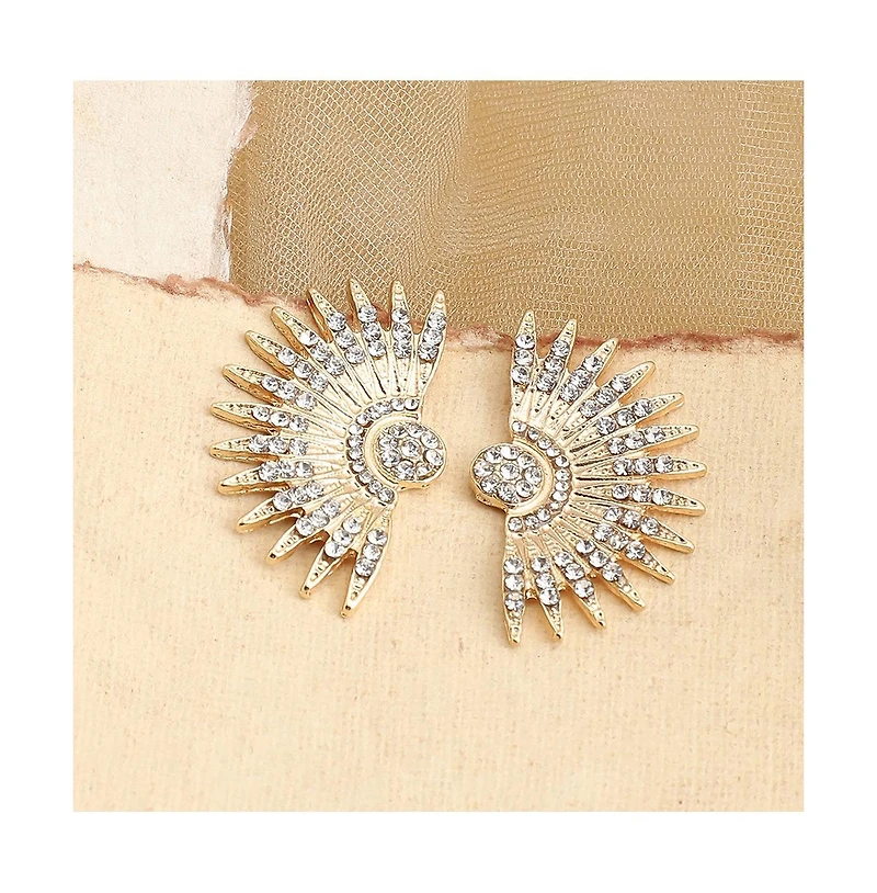 Sohi Women's Gold Embellished Rays Drop Earrings