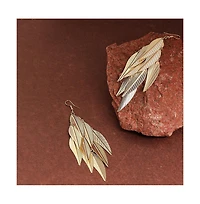 Sohi Women's Gold Cluster Leaf Drop Earrings
