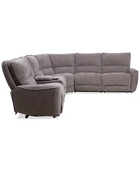 Closeout! Deklyn 129" 6-Pc. Zero Gravity Fabric Sectional with 3 Power Recliners & 2 Consoles, Created for Macy's