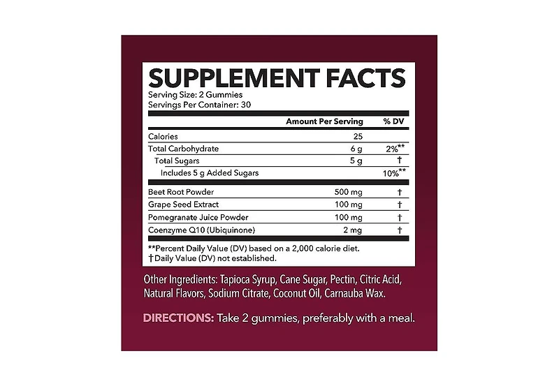 Havasu Beet Root Gummies, Nitric Oxide Booster for Healthy Energy & Circulation Support with Pomegranate Extract, 60ct