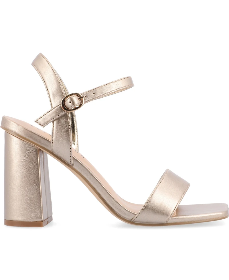 Journee Collection Women's Tivona Square Toe Block Heel Dress Sandals