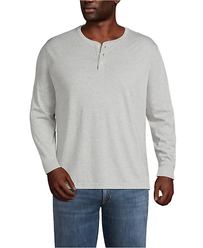 Lands' End Men's Big and Tall Super-t Long Sleeve Henley T-Shirt