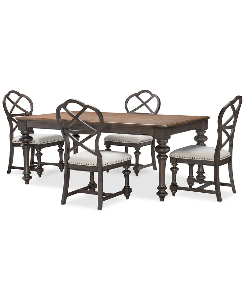 Mandeville 5 Pc. Dining Set (Rectangular Table & 4 X-Back Chairs)