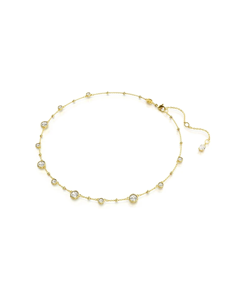 Swarovski Round Cut, Scattered Design, White, Gold-Tone Imber Necklace